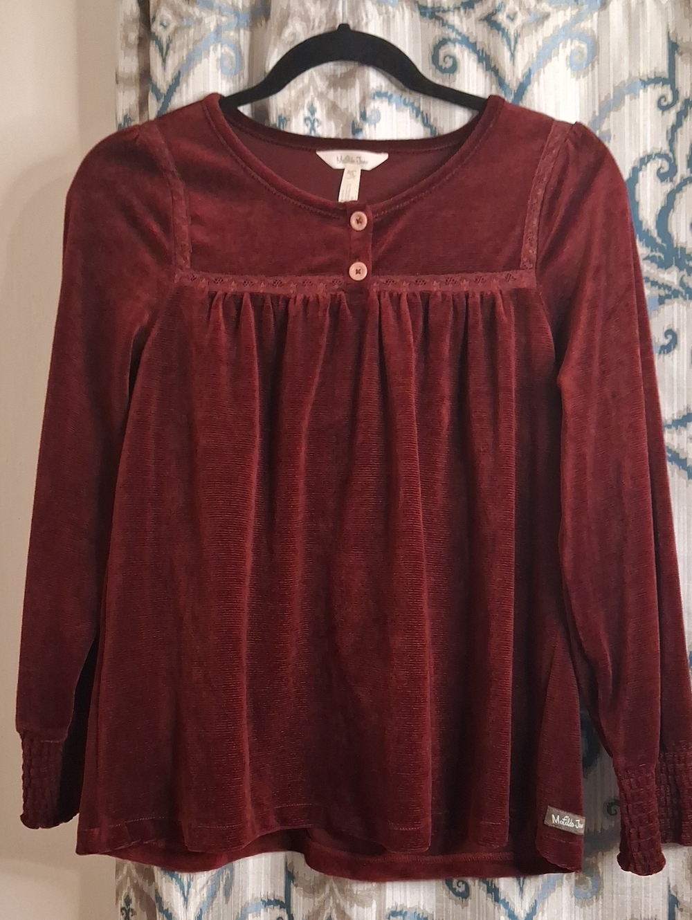 Matilda Jane Girls Burgundy Velvet Long Sleeve Top